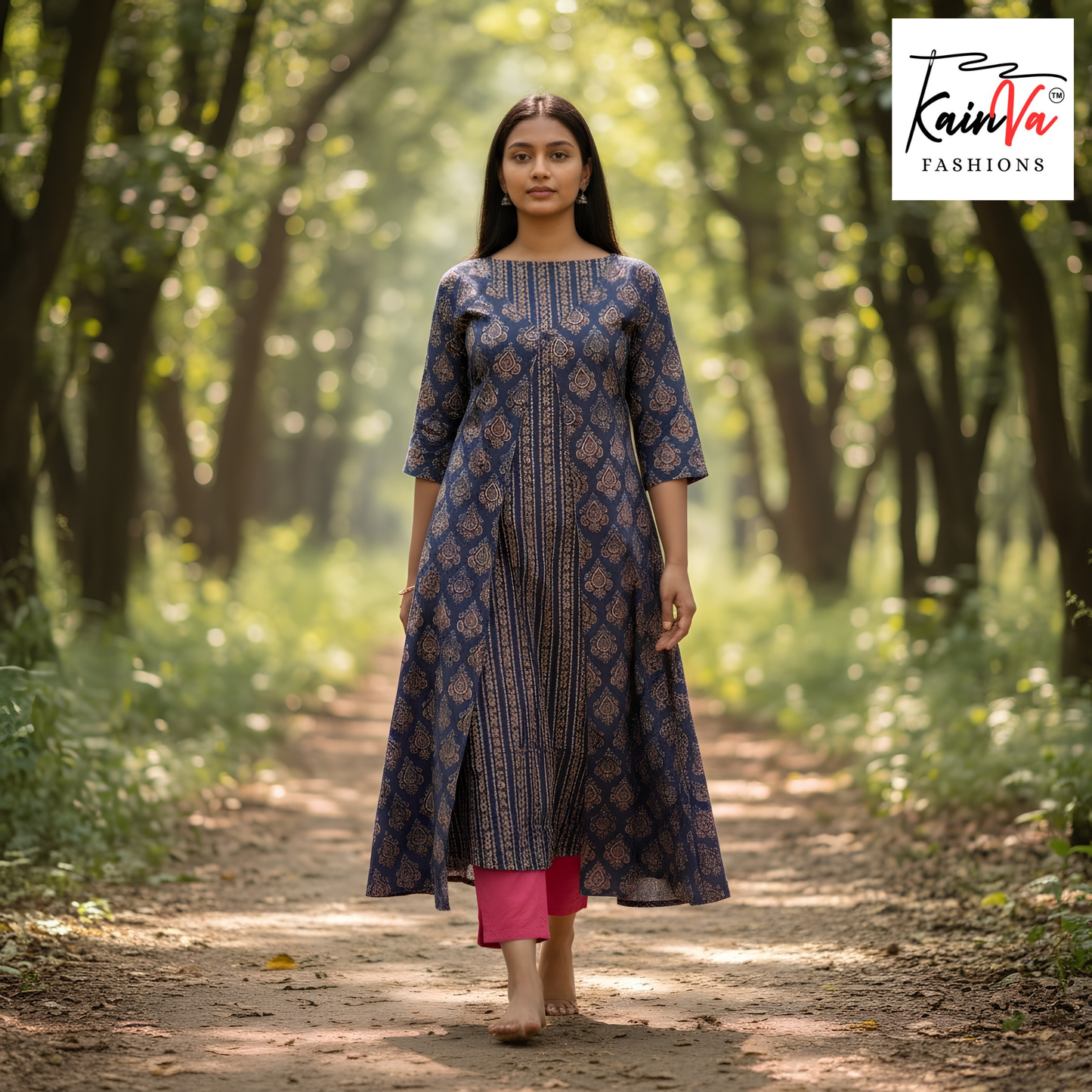 Cotton Ajrak Print Jacket Kurti (Top Only)
