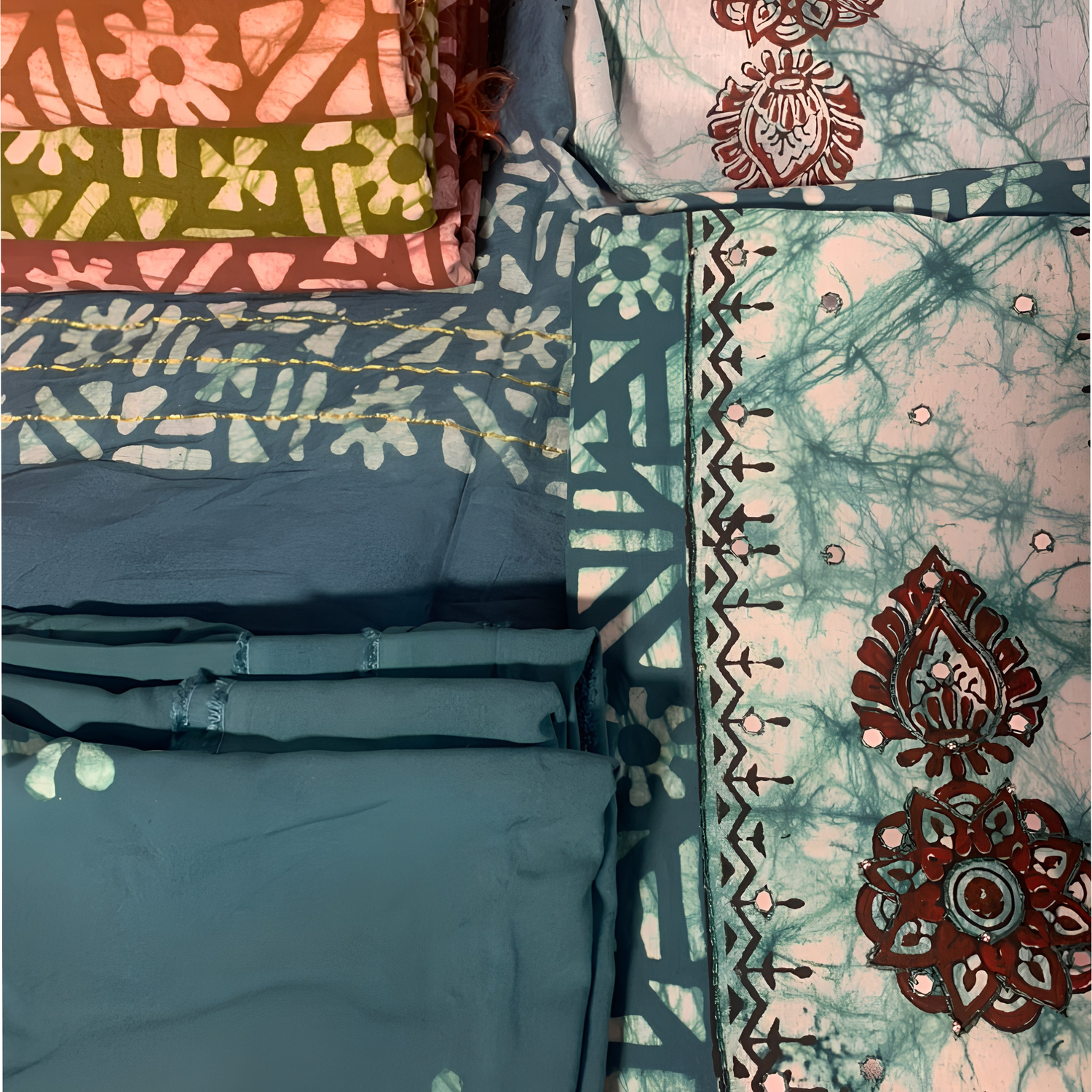 Rayon Batik Print Unstitched Salwar Suit