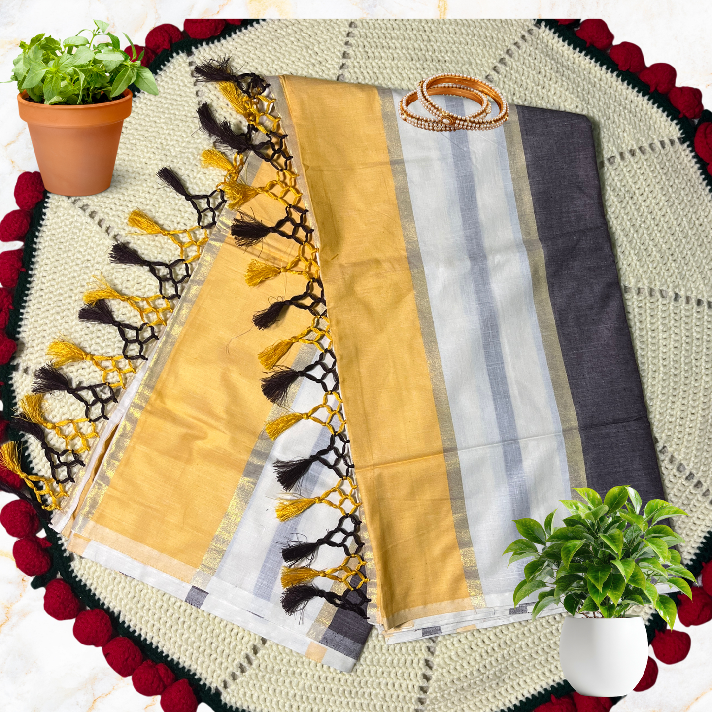 Mul Cotton Kasavu Replica Saree - KFCM21
