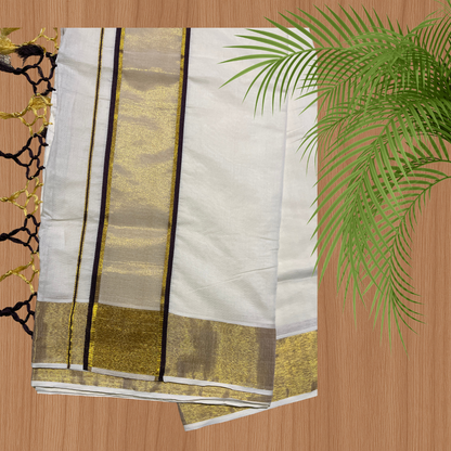 Premium Kuthampully Kerala Saree with Coffee Brown & Kasavu border