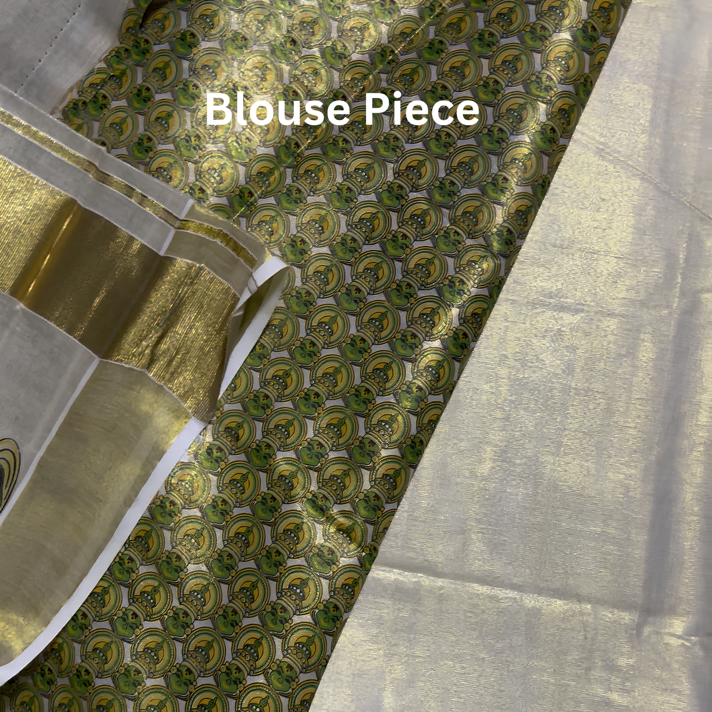 Premium Kerala Kuthanpully Tissue Saree with Big Kathakali Print