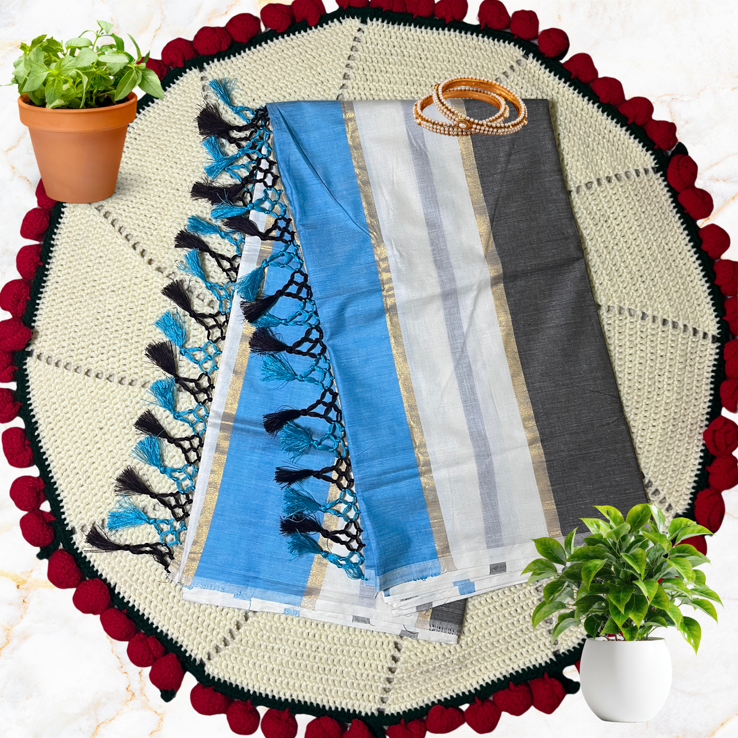 Mul Cotton Kasavu Replica Saree - KFCM21