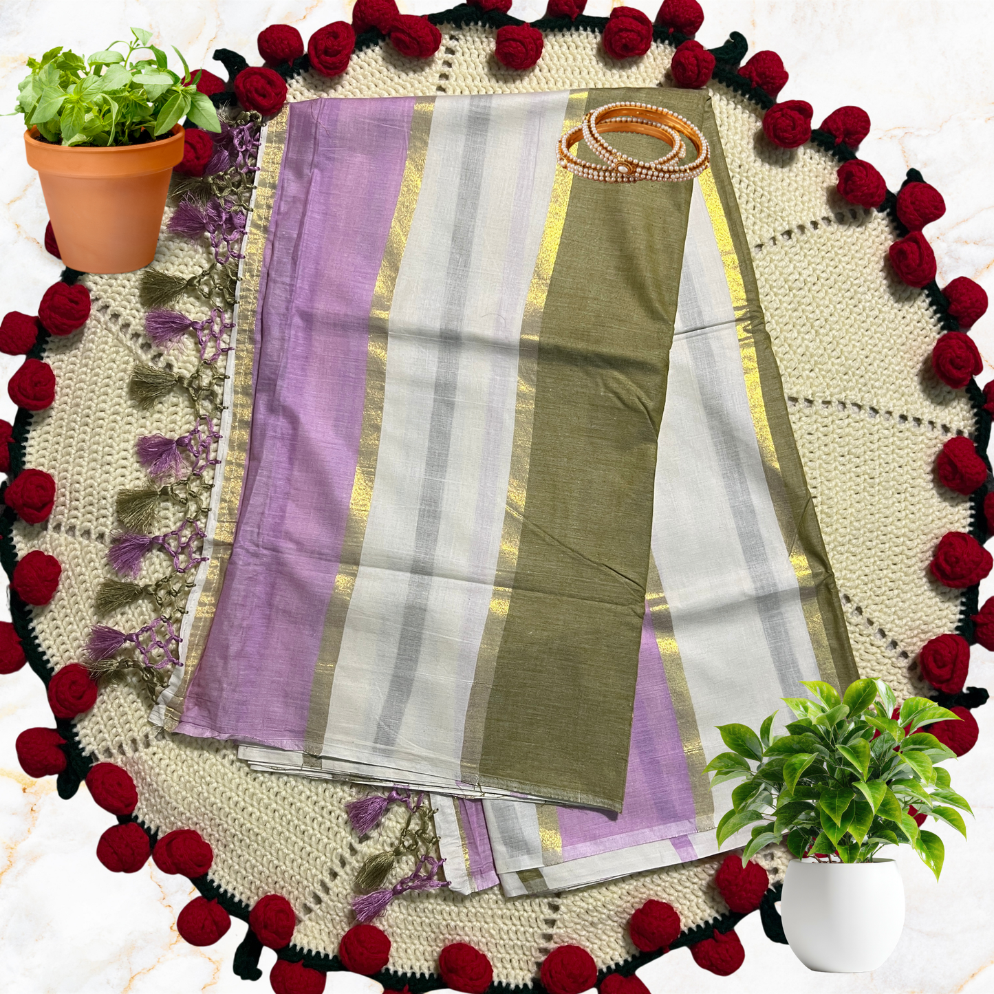Mul Cotton Kasavu Replica Saree - KFCM21