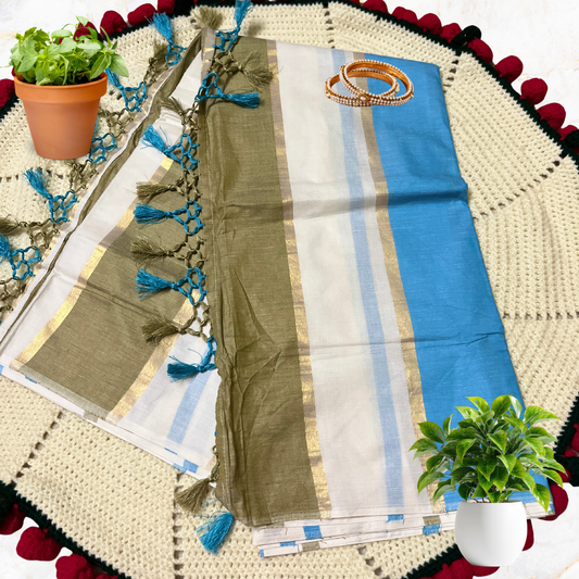 Mul Cotton Kasavu Replica Saree - KFCM21