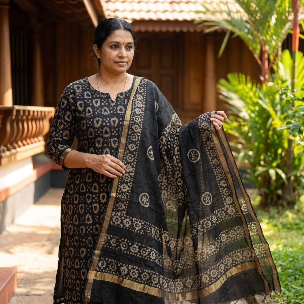 Cotton Mix Batik Print 3-Piece Salwar Suit (Unstitched)
