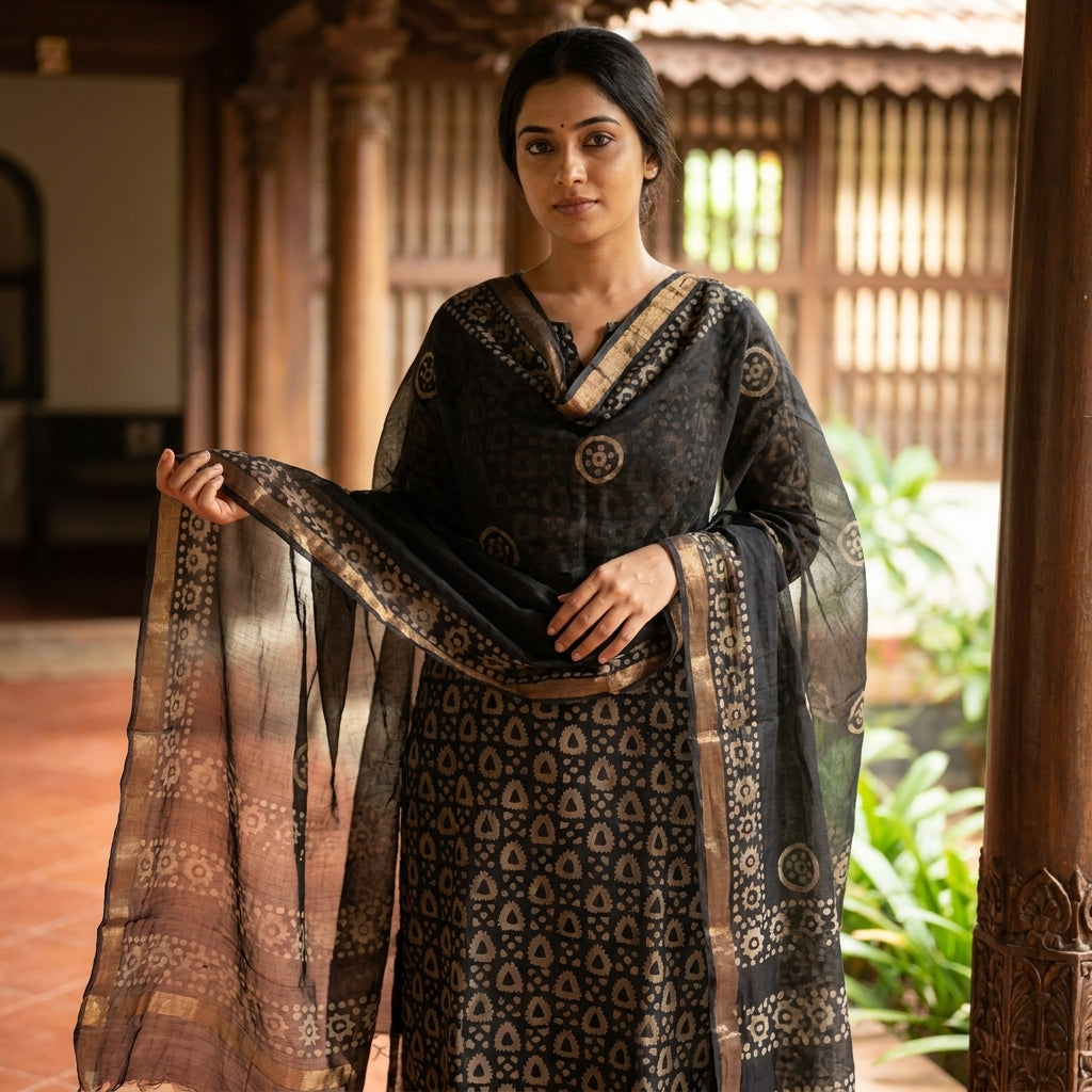 Cotton Mix Batik Print 3-Piece Salwar Suit (Unstitched)