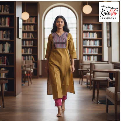 Cotton Kurti (Top Only) with Tribal Geometric design